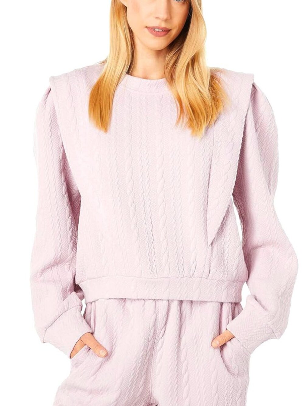 NWT BLANKNYC Ladies Crewneck Pullover Pink Puff Long Sleeve Sweatshirt
